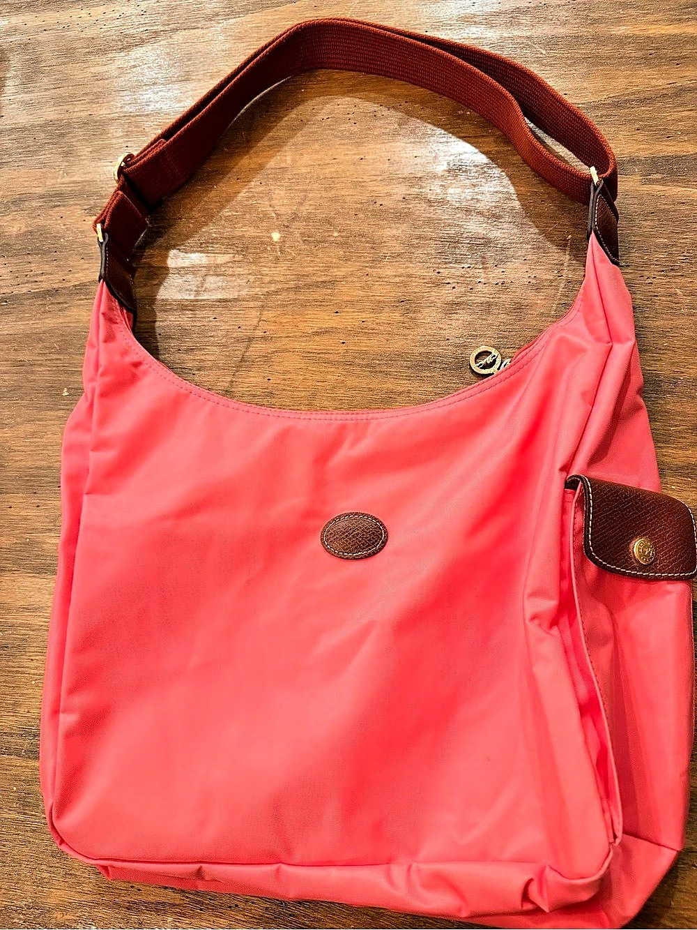 Longchamp Le Pliage Hobo Bag Pink & Brown